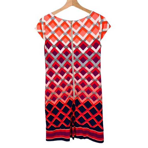 Eliza J Pink Ombre Diamond Shift Stretch Dress 4 S Small Short Cap Sleeve - Picture 3 of 10